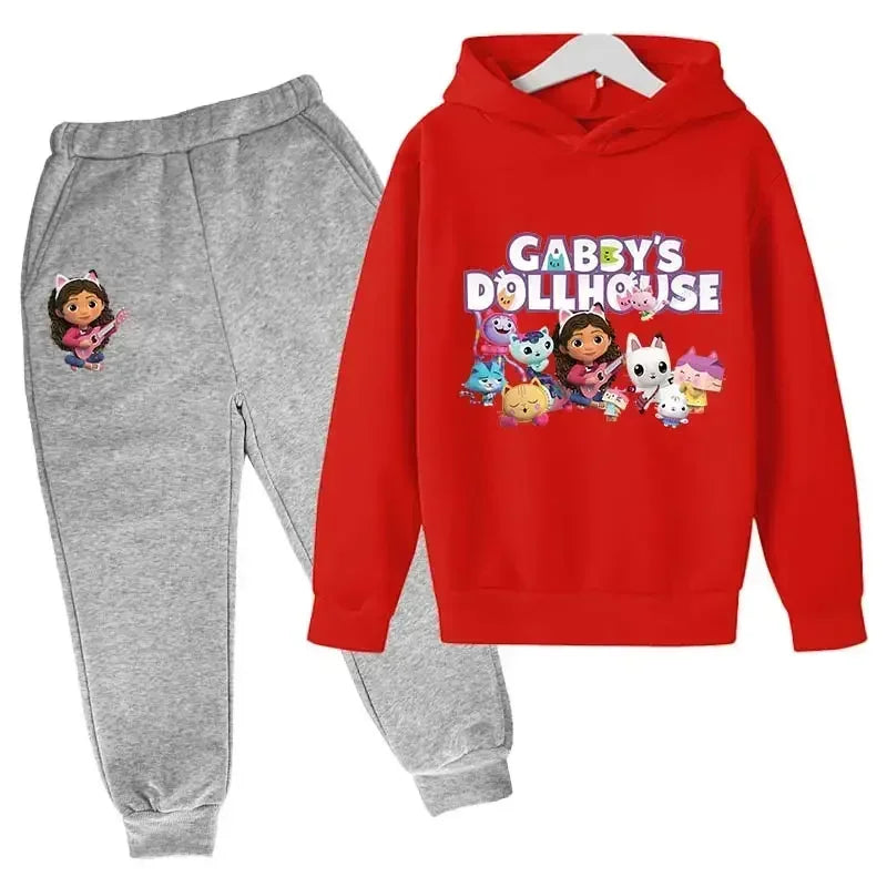 2024 Hoodie Kleinkind Mädchen Gabby Puppenhaus Kleidung Hoodies Hosen 2Pcs Sets Nette Kinder Kostüm Kinder Trainingsanzüge Kinder Gabby Katzen 
