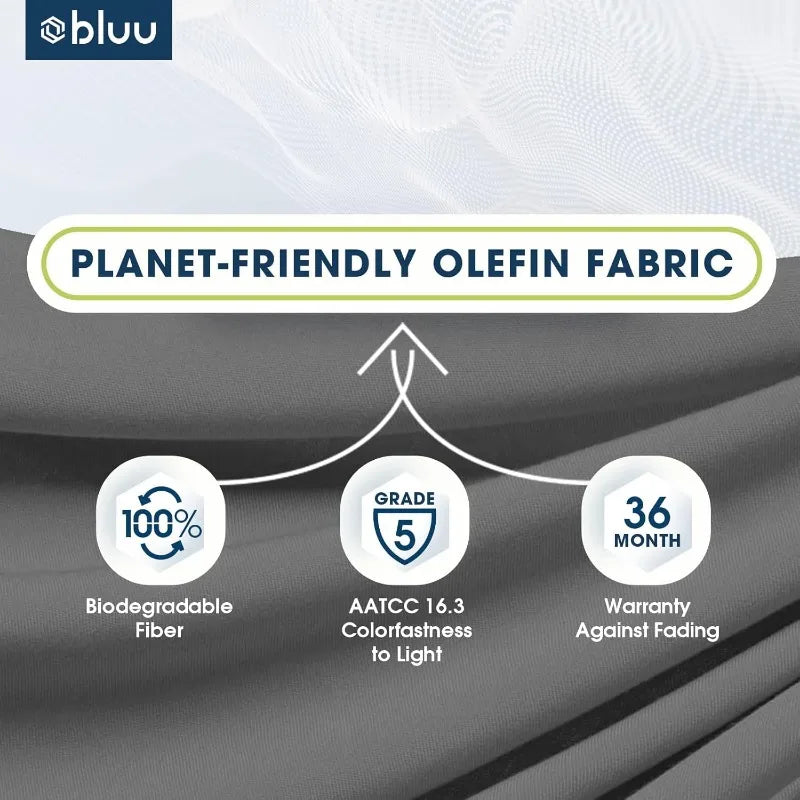 BLUU MAPLE 9 FT Solar-Terrassenschirm für den Außenbereich, LED-Tischschirme mit 16 LED-Lichtstreifen und Nabenlicht, Aluminiumrahmen 