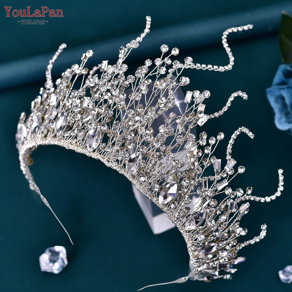 YouLaPan Luxury Bride Flower Crown Headband Shiny Full Rhinestone Wedding Hair Accessories Fashion Jewelry Women Tiara HP764 ﻿