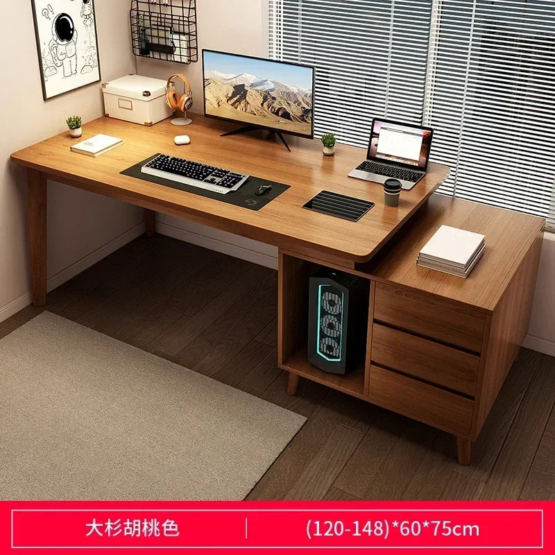 Wood Home Office Computer Desk Corner Desk with 3 Drawers and 2 Shelves,Large L-Shaped Study Writing Table Storage Cabinet