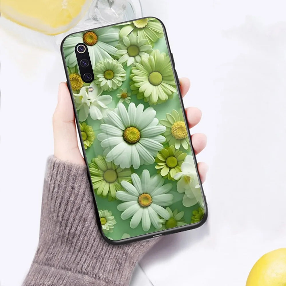 Daisy Flower Art Mobile Cell Phone Case for Xiaomi 13 12 11T 10 9 Lite Redmi Note 12 11 10 10S Pro 9 9A 8 PC Glass Cover Funda