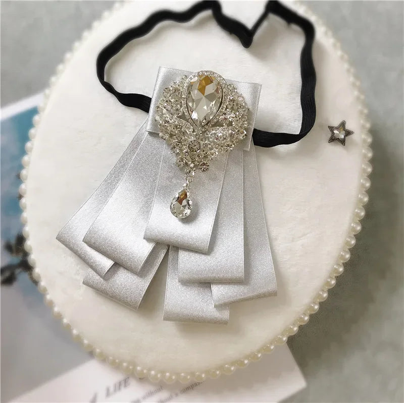 Men's Wedding Bow Ties Women's Accessories British Korean Business Banquet Formal Dress Shirt Rhinestone Ribbon Bow-tie Gifts mon