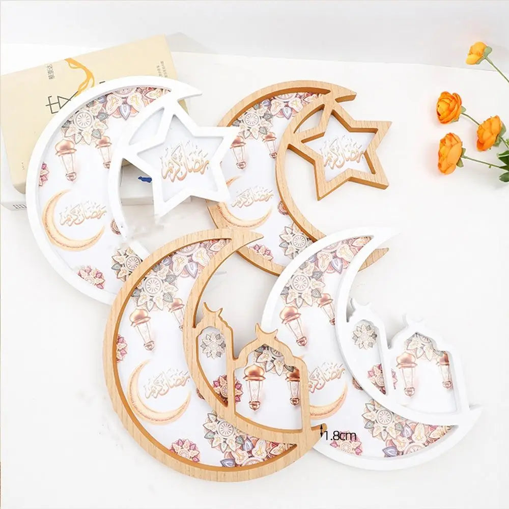 Density Board Moon Star Tray Well-polished Decorative Ramadan Tray Practical Candy Snack Dessert Serving Dish