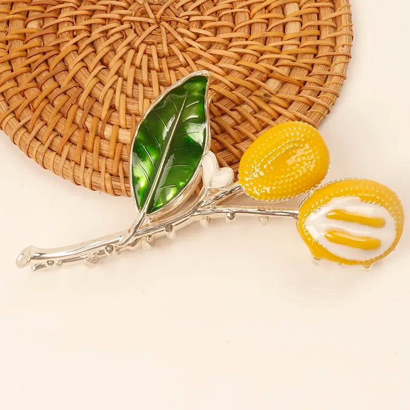 fresh Durian Metal Hair Clip Hair claws fruit oil drop flower Personality Fruit Funny Hair Claw Hairpin for Women Girls Headwear