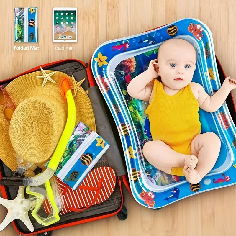 Infinno Aufblasbare Tummy Time Matte, Premium Baby-Spielmatte, Aufblasbares Wasserkissen, Interaktives Babyspielzeug für die sensorische Entwicklung 