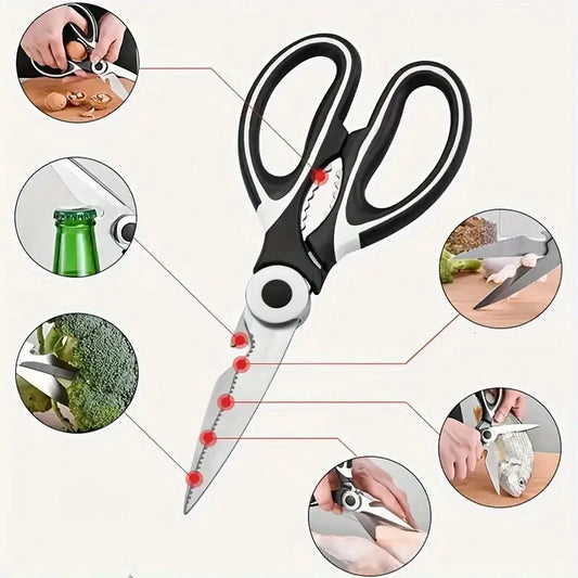 1pc Scissors Kitchen Stainless Steel Multifunctional Bottle Opener Nutcracker Vegetables Chicken Bone Fish Household Gadgets