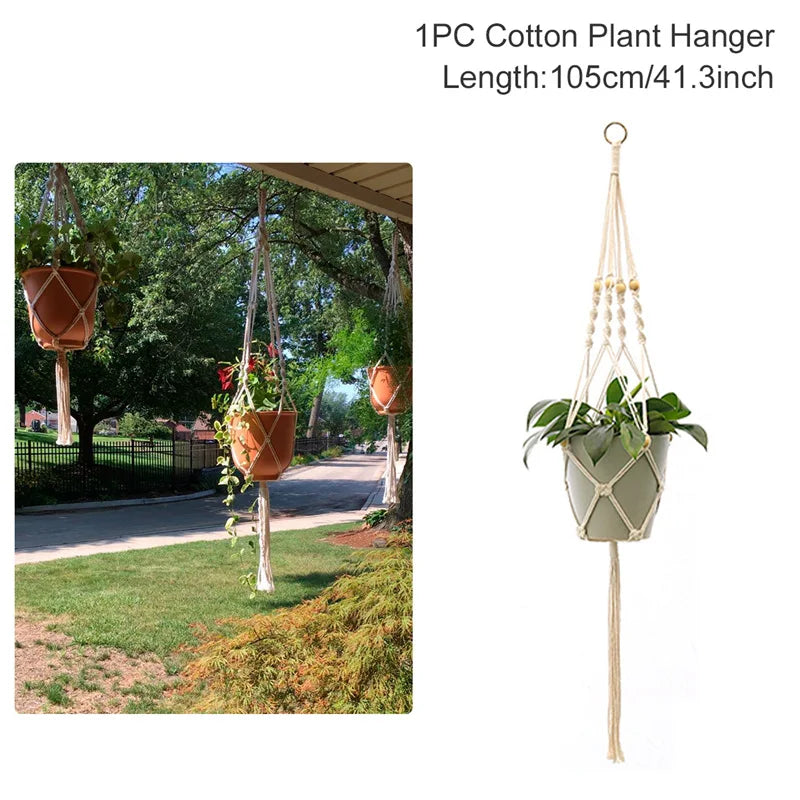 Hanging Plant Handmade Macrame Courtyard Garden Decoration
