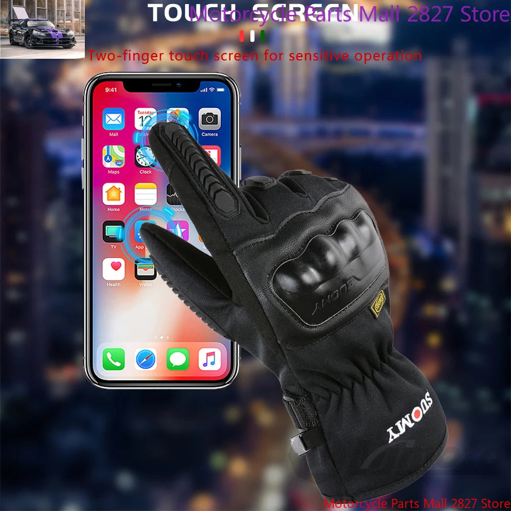 SUOMY Winter Motorradhandschuhe Wasserdichte Warme Motorrad Reithandschuhe Moto Guantes Männer Frauen Motorradfahrer Biker Handschuhe 