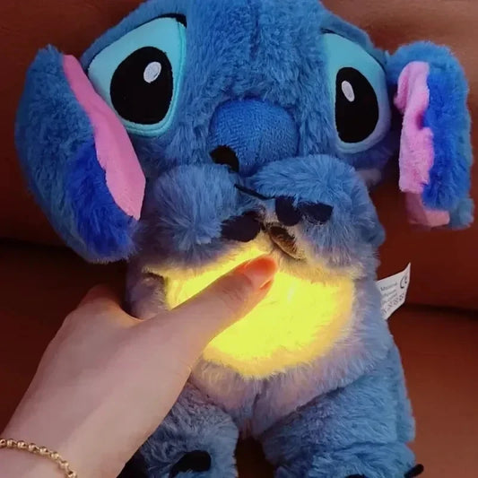 Stitch Plüschpuppe, Atmendes Licht, Kind beruhigt Spielzeug, Rosa Engel, Anime, süßes Baby, Musiklicht, Schlafspielzeug, Kind, Weihnachts- und Geburtstagsgeschenk 