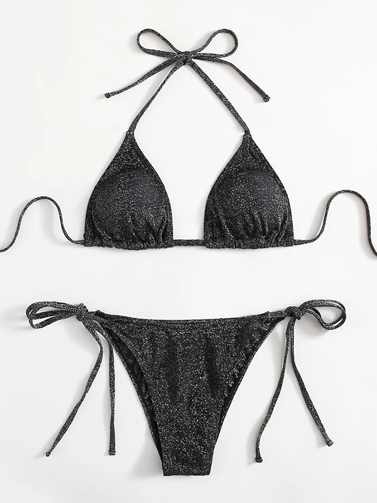 NHKDSASA Swimsuit 2022 New Swimwear Plus Size Bikini Set Arrival Halter Bandage Push Up Brazilian Biquini Separate Swimsuit