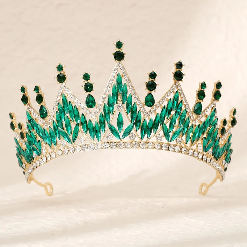 Green Wedding Bridal Pageant Crystal Rhinestone Tiaras Crown  Ladies Party Luxury Princess Women Headpiece Hair Accessorie