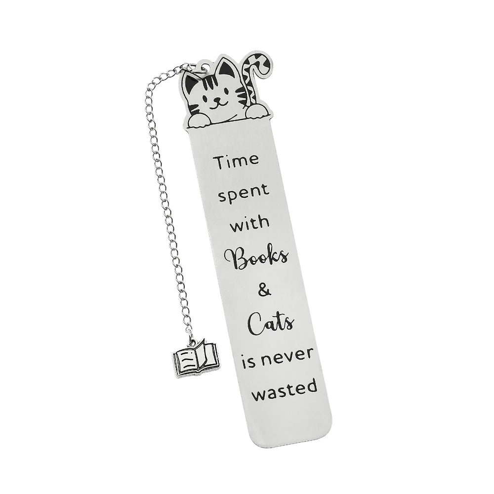 Cute Cat Metal Bookmark,Funny You Pawsed Here Cat Stainless Steel Bookmarks with Tassel, Reading Supplies Gift for Cat Book Love