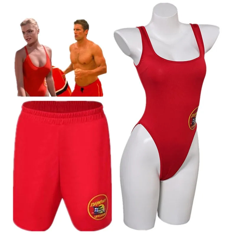 زي لعب الأدوار من Baywatch CJ Parker، زي سباحة للشاطئ، بدلة سباحة بيكيني للنساء، بدلة سباحة قصيرة للرجال، بدلة كرنفال الهالوين 