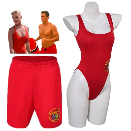 Baywatch Cosplay C.J. Parker Roleplay Swimwear Costume Beach Women Bikini Jumpsuit Men Shorts Swimsuit Halloween Carnival Suit
