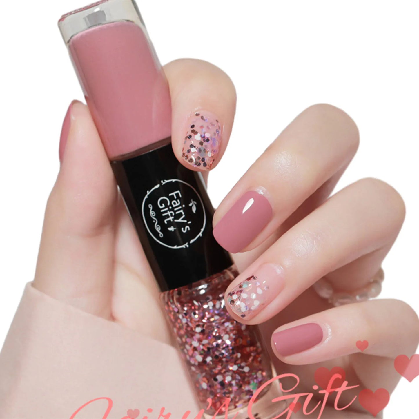 2 In 1 Double Heads Nails Polish Paillette Glitter Nails Oils Long Lasting Waterproof And No-Bake Quick Drying Gel Nails Polish