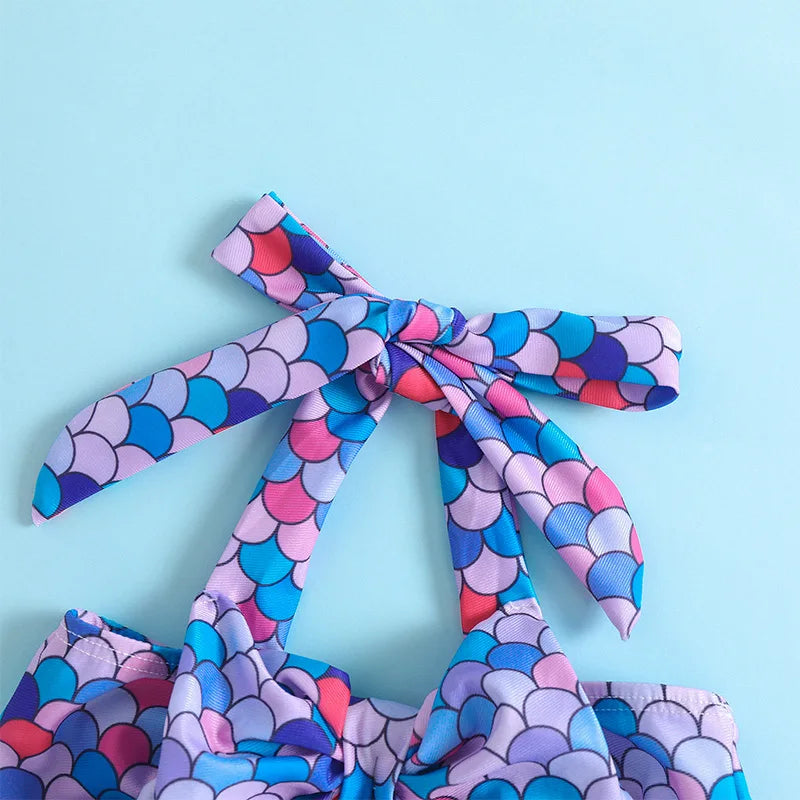 New Fashion Cute Kid Bikini Set Sweet Girl Two Pieces Swimwear Stylish Halter Print Swimsuit Child Summer Beachwear Bathingsuit