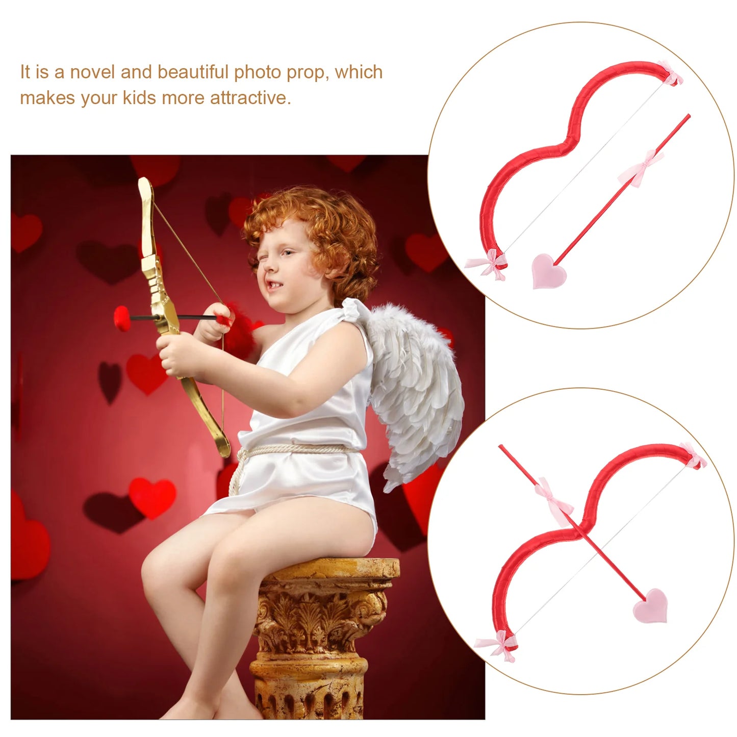 Kit Cupid Bow Valentines Day Costume and Arrow Toy Foams Red Cosplay Party Men Women