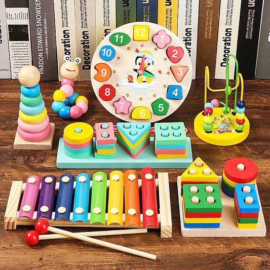 Montessori Holzspielzeug für Babys 1 2 3 Jahre Junge Mädchen Geschenk Baby Entwicklungsspiele Holzpuzzle für Kinder Pädagogisches Lernspielzeug 