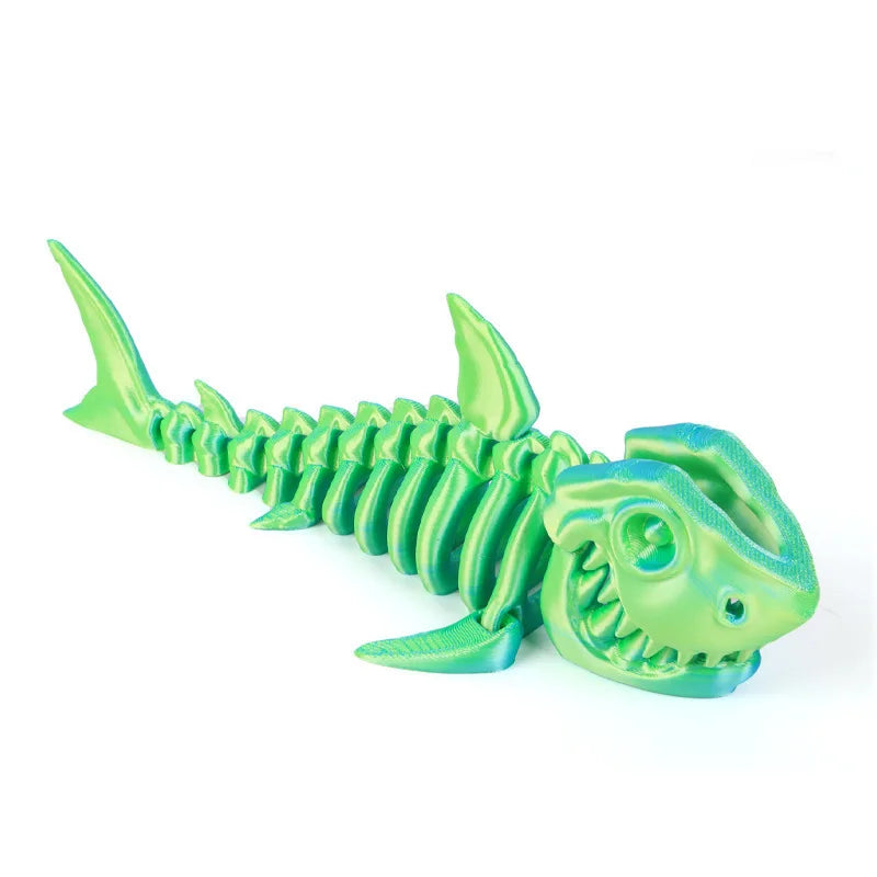 3D Printed Bony Shark Model Toys Animals Figurines Multi-Jointed Fishbowl Setting Decorative Desktop Ornament Kids Novelty Gifts