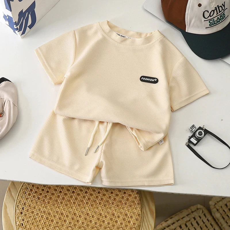 2-teiliges Set für Sommerkinder, Jungen und Mädchen, Baby-T-Shirt und Hose, Outfits, einfarbig, Trainingsanzüge, 1–8 Jahre 