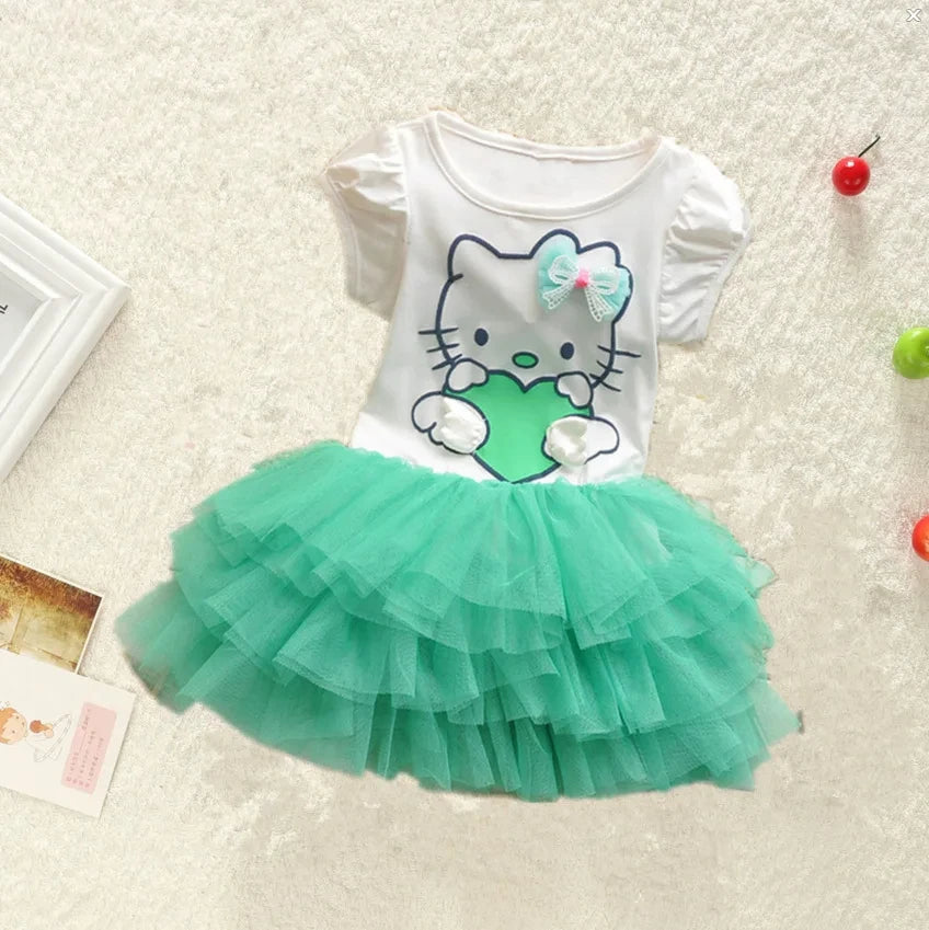 Hello Kitty Dress Cute Baby Girls Short Sleeved