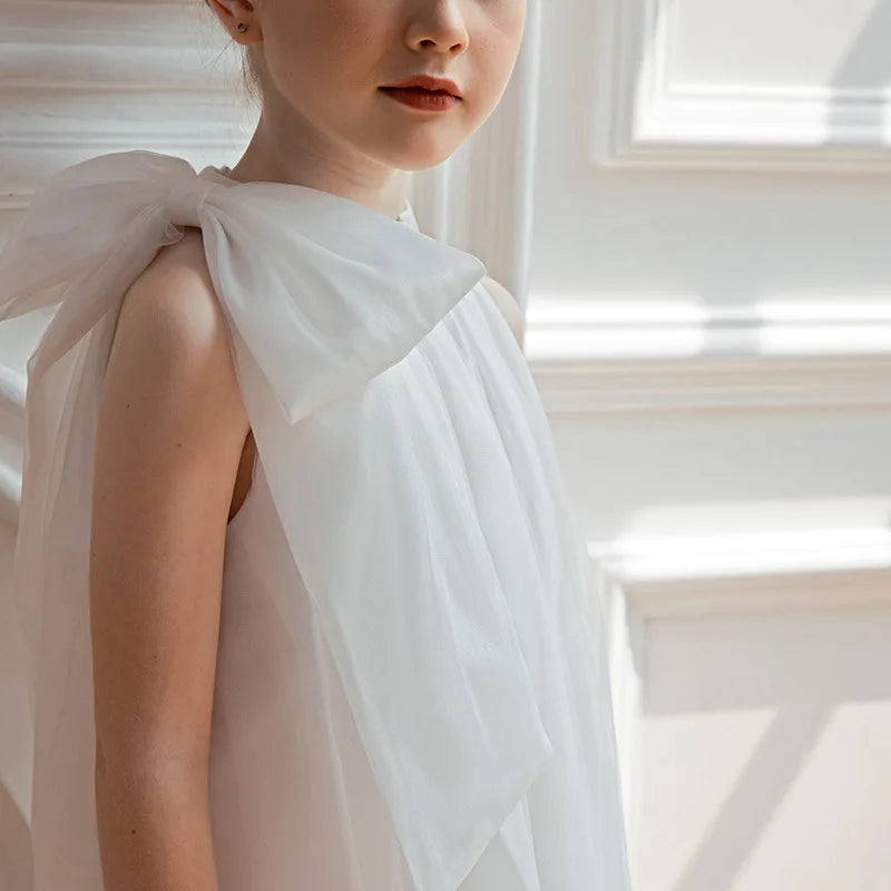 Girls' Elegant Party Ball Gown For Girls Performance 4 7 8 To 10 Years White Tulle Dress