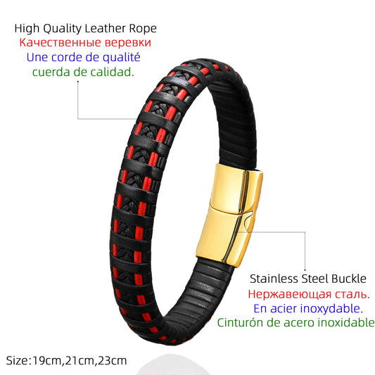 Stainless Steel Magnetic Bracelet for Man Women Vintage Leather Tibetan Bracelets Couples Matching Things Simple Jewelry Gifts