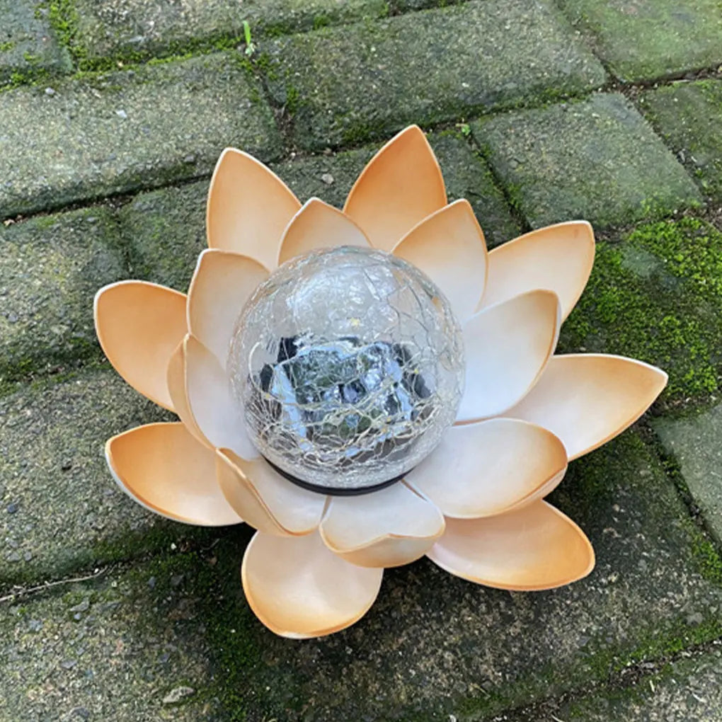 Lotus Shaped Garden Solar Lights Cracked Glass Ball Garden Lamp Halloween Christmas Outdoor Patio Lawn Garden Decoration !!!