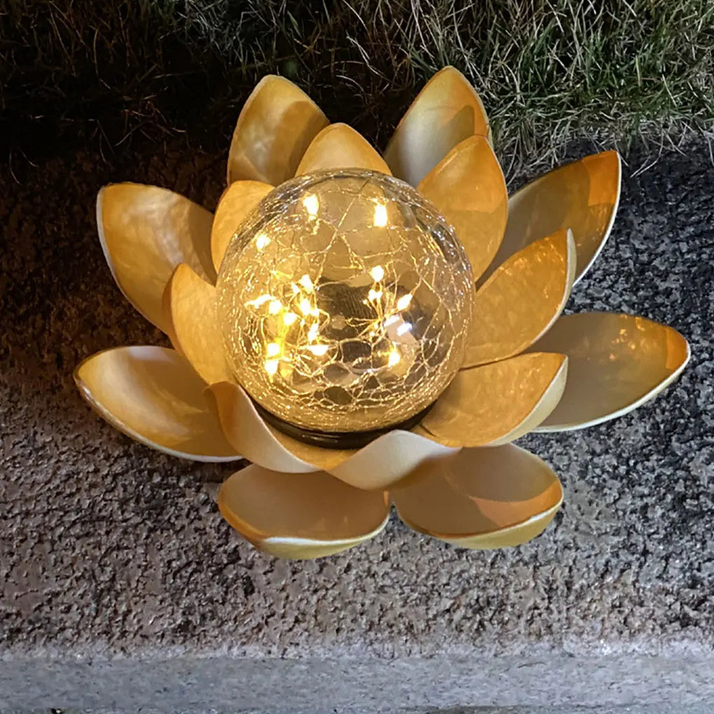 Lotus Shaped Garden Solar Lights Cracked Glass Ball Garden Lamp Halloween Christmas Outdoor Patio Lawn Garden Decoration !!!