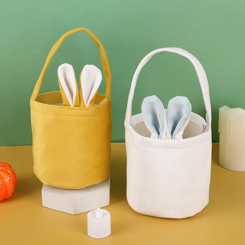 1pc Easter Egg Basket Cartoon Rabbit Ears Handbag Non-woven Fabric Candy Gift Packaging Bag For Easter Party Decoration Supplies