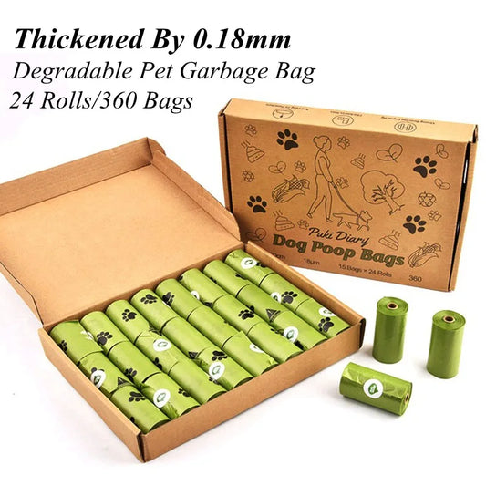 Thickened 0.18mm Biodegradable Pet Waste Bags Portable Dog Poop Bags Eco-friendly Outdoor Pet Poop Pickup Bags with Organizer