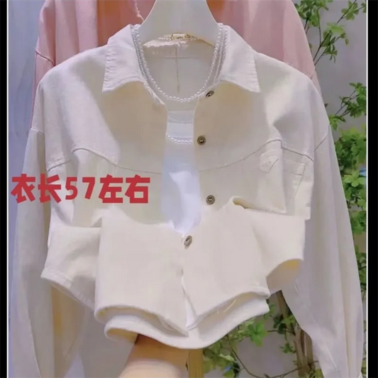 Spring and Autumn Petite Candy Colored Short Denim Jacket 2024 New Loose and Versatile Casual Jacket Top Trend Women