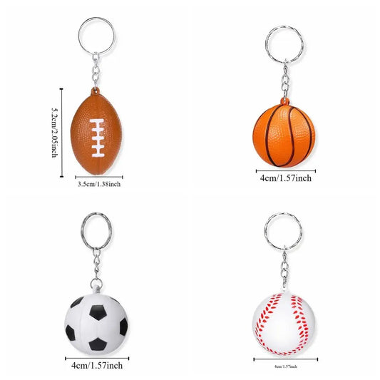 PU Leather Basketball Ball Keychains Football Golf Simulation Soccer Keychain Funny Baseball Football Pendant Children Presents