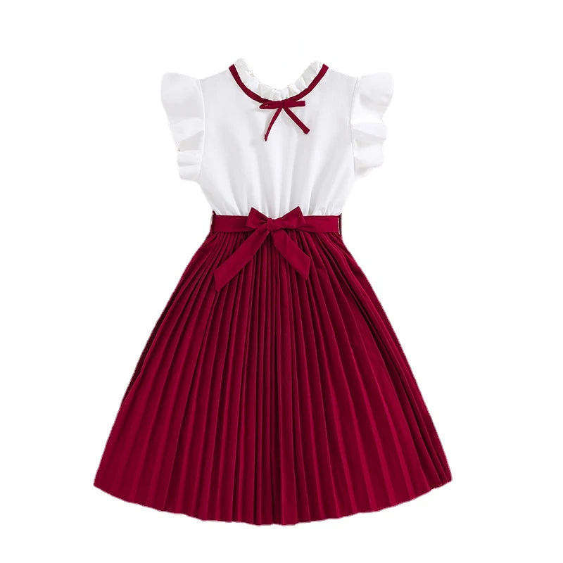 Fashion Girl Dress Elegant Formal Outfit Teenager Girl Clothes Plus Size Party Wedding Dresses Pleated Kid Clothing Children