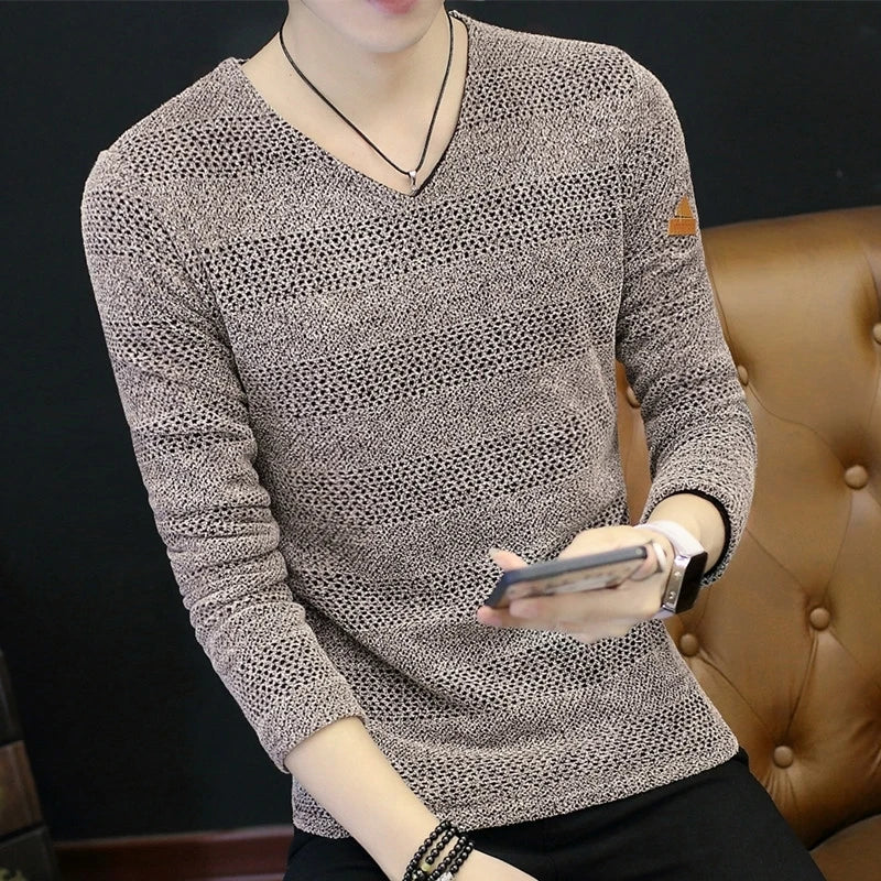 Knit Sweater Male No Hoodie Men's Clothing Red Pullovers Icon V Neck Sale Classic Street Elegant Pull Oversize Korean Fashion A