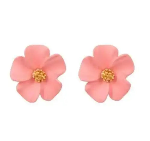925 Silver Needle Korean Vintage Oil Painting Pearl Flower Earrings For Women Jewelry 2024 Trending New Luxury Women's Earrings