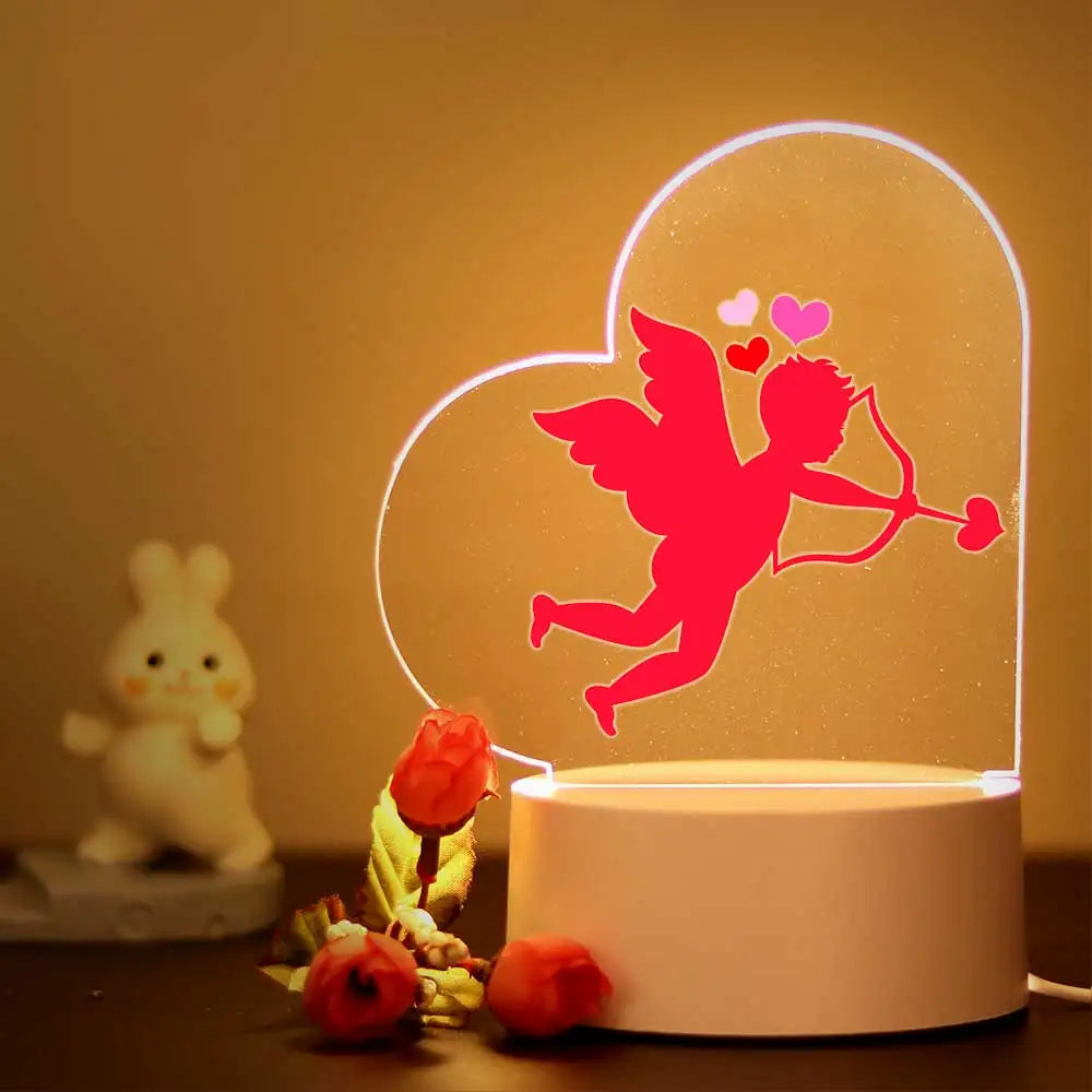 Valentine’s Day 3d Illusion Night Lamp for Room Decor the Girlfriend Lovers Gift