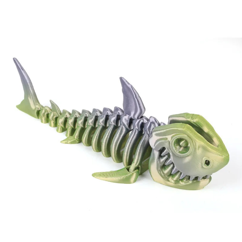 3D Printed Bony Shark Model Toys Animals Figurines Multi-Jointed Fishbowl Setting Decorative Desktop Ornament Kids Novelty Gifts