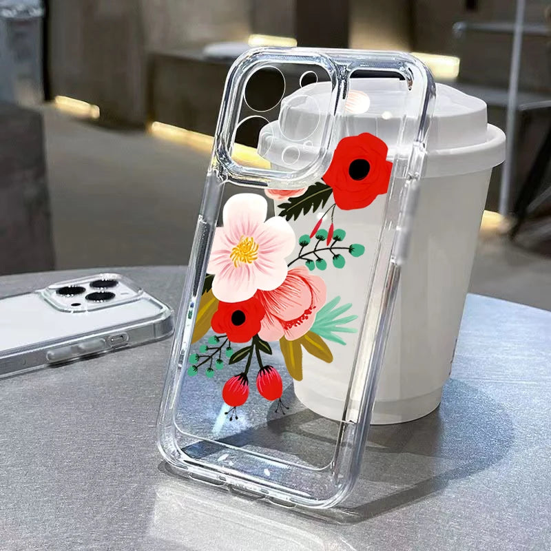 Flower Love Soft Silicone Phone Case For Xiaomi Redmi 12 13C Redmi Note 13 12 Pro Plus 5G 12S 11S 10S 10 Shockproof Clear Cover
