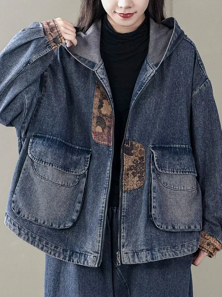 Max LuLu Korean Design  clothes Females Printed Fashion Jackets Womens Leisure Loose Vintage Denim Outerwear Ladies Punk Patchwork Coats