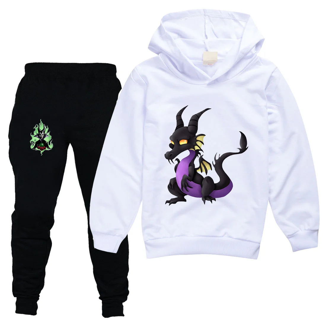 Maleficent Kids Sportswear Suits Girls Boys Casual Thin Hoodie Black Pants Teen Chilren Outerwear Clothing Sets