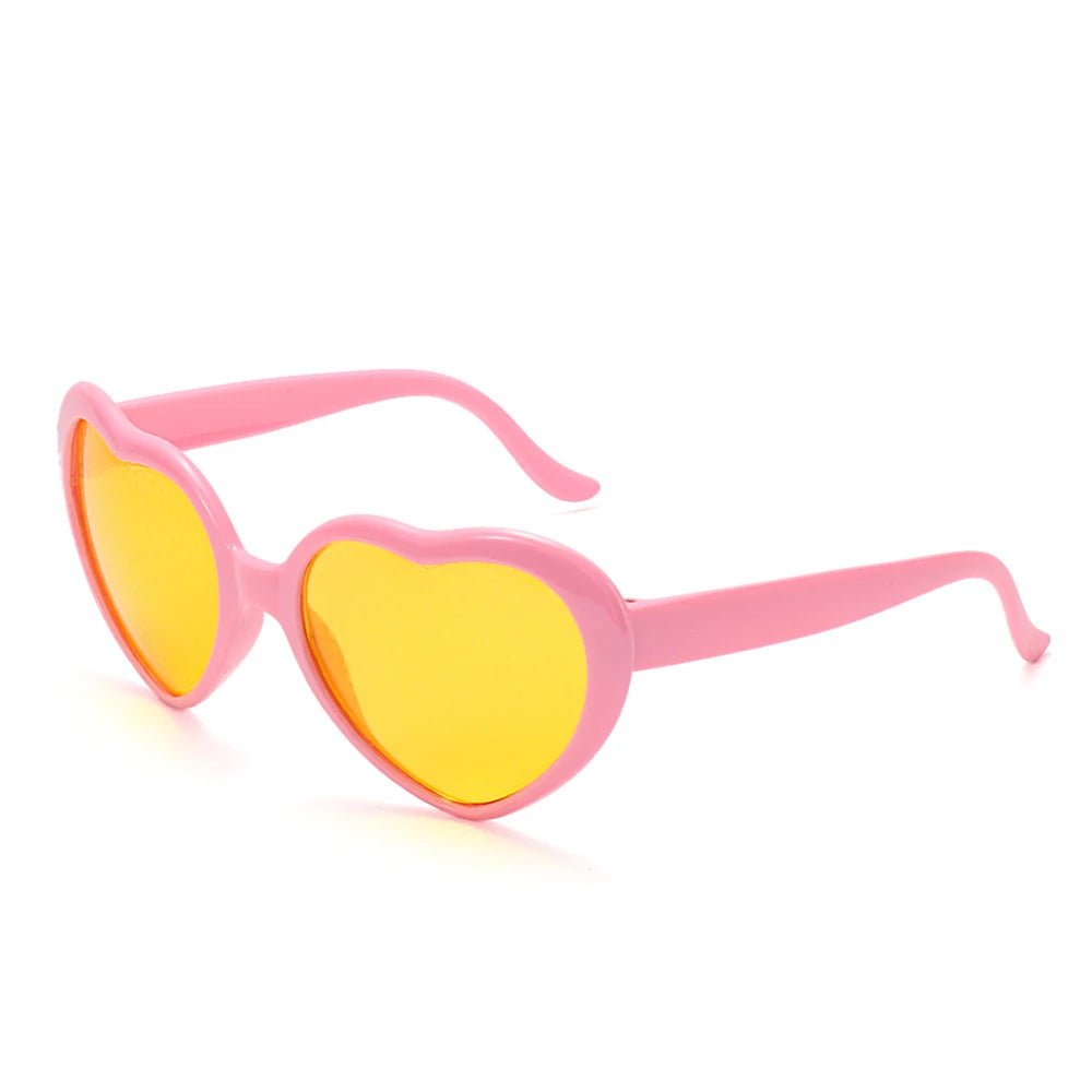 NEW Love Heart Shaped Effect Glasses Watch The Lights Change Love Image Heart Diffraction Glasses At Night Sunglasses For Women
