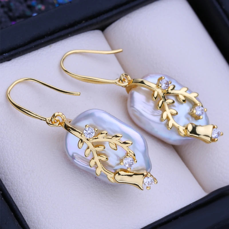 FENASY Natural Freshwater Big Baroque Pearl Jewelry Sets 18K Gold Plated Pendant Necklaces Wedding Drop Earrings Gifts For Women