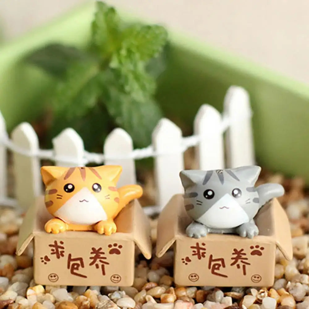 Lovely Box Cartoon Cat Miniature Landscape Decor Bonsai Resin Crafts Ornament Home Decoration Ornaments Accessories Wholesale