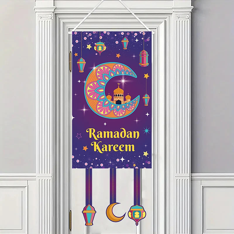 Home Ramadan Mubarak hangs flag, Islamic Muslim Party decorates home decor banner