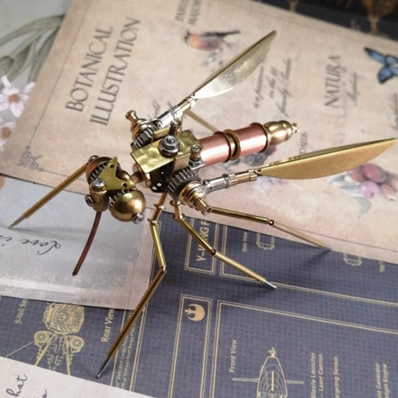 DIY Steampunk Mechanical Insects Metal Assembly Little Mosquito Model Kits Ornaments Handmade 3D Puzzels Toy for Kids Adults