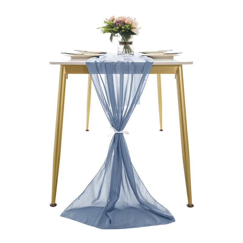 SUMNUS Pink Chiffon Wedding Tablecloth Dining Table Cover Wedding Room Decoration TableclothFor Wedding Party