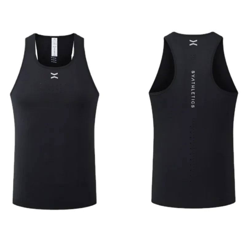 Men Gym Sports Vest Tank Marathon Sleeveless Shirt Running Tops Outdoor Workout Clothing Jogging Sweatshirt Training Sportswear