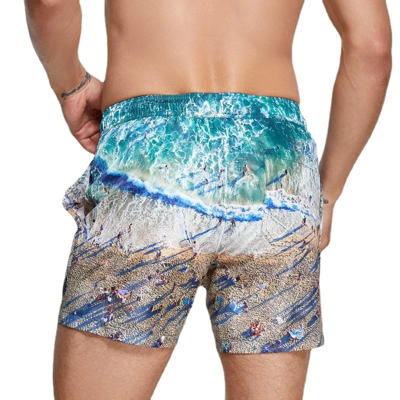 Seobean Swimsuit Man Short Swim Shorts Lined Men's Swimming Trunk Fast Dry Men Beach Board Surf Shorts Bath Suit sport Wear