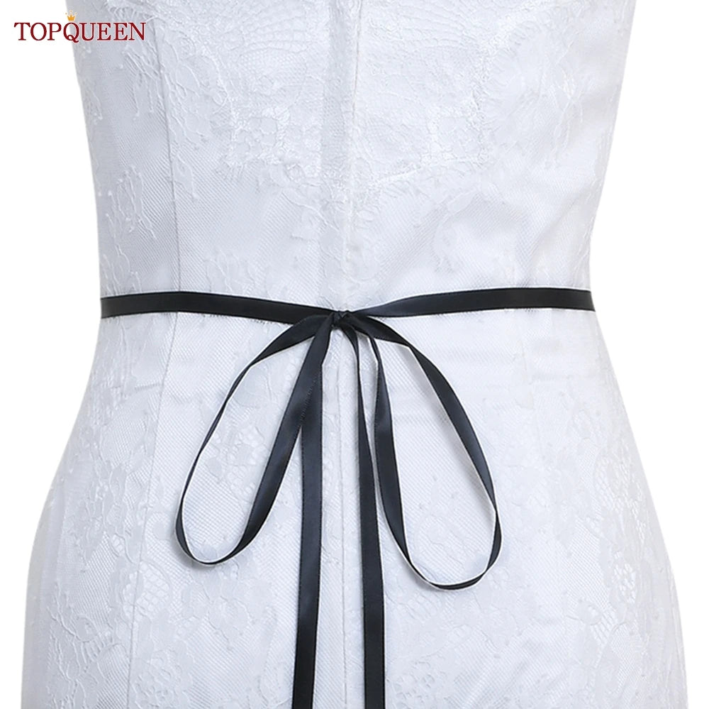 TOPQUEEN Wholesale Wedding Accessories Silver Rhinestone Bridal Thin Belt Formal Dress Waist Decoration Bridesmaid Belt S386